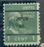US Stamp #804×61 Washington w/ Joplin MO. #61 Precancel