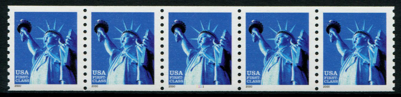 US Stamp #3452 MNH Non Den. Liberty PS5 #1111 Coil Strip