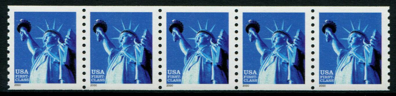 US Stamp #3452 MNH – Statue of Liberty Coil Strip of 5