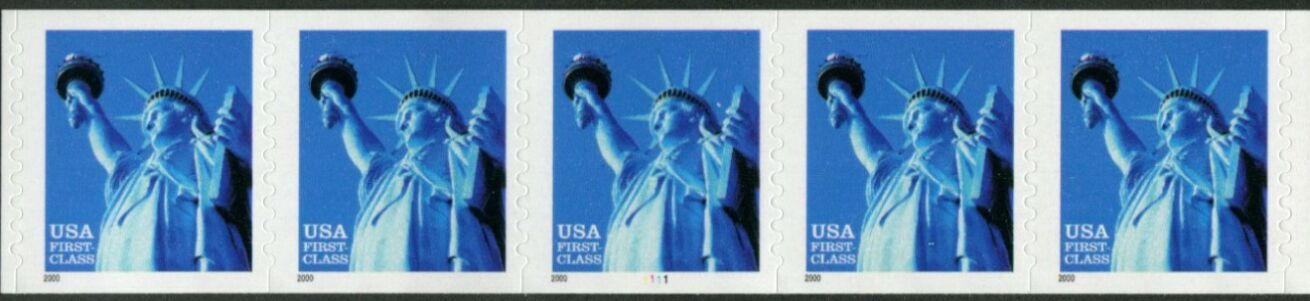 US Stamp #3453 MNH Non Den. Liberty PS5 #1111 Coil Strip