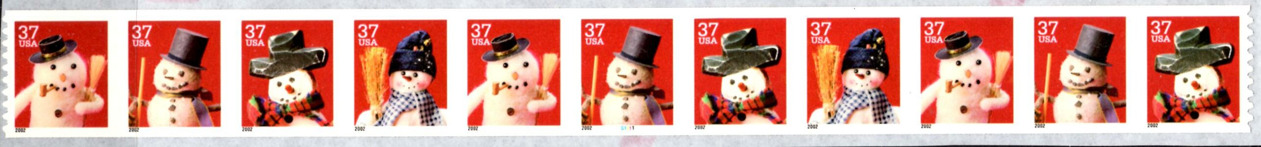 US Stamp #3683a MNH Snowmen PS11 #G1111 Coil
