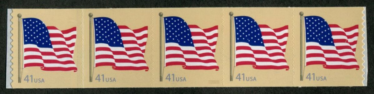 US Stamp #4187 MNH US Flag Coil Strip of 5