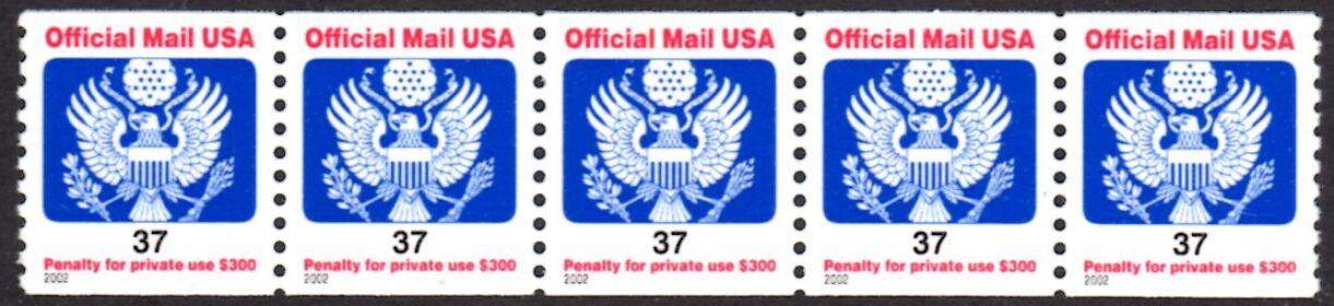 US Stamp #O159 MNH Official Coil Strip of 5