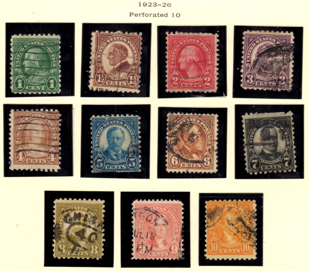US Stamp # 581-591 – Perf. 10 – 1923-26 Regular Issue